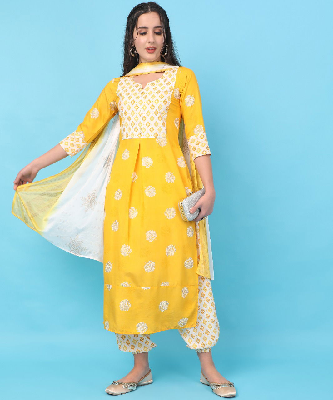 Nyka 2 Stylish Designer Fancy Wear Kurti Dhoti With Dupatta Readymade Collection